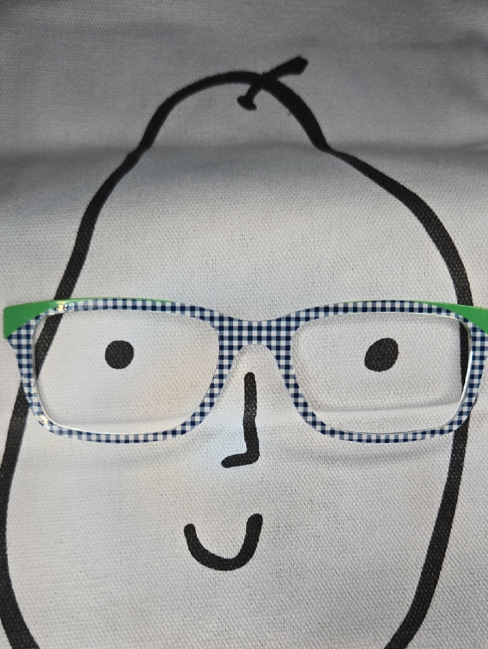 Gingham Patterned Blue Plaid Otero Eyeglass Magnetic Topwith Green Temples